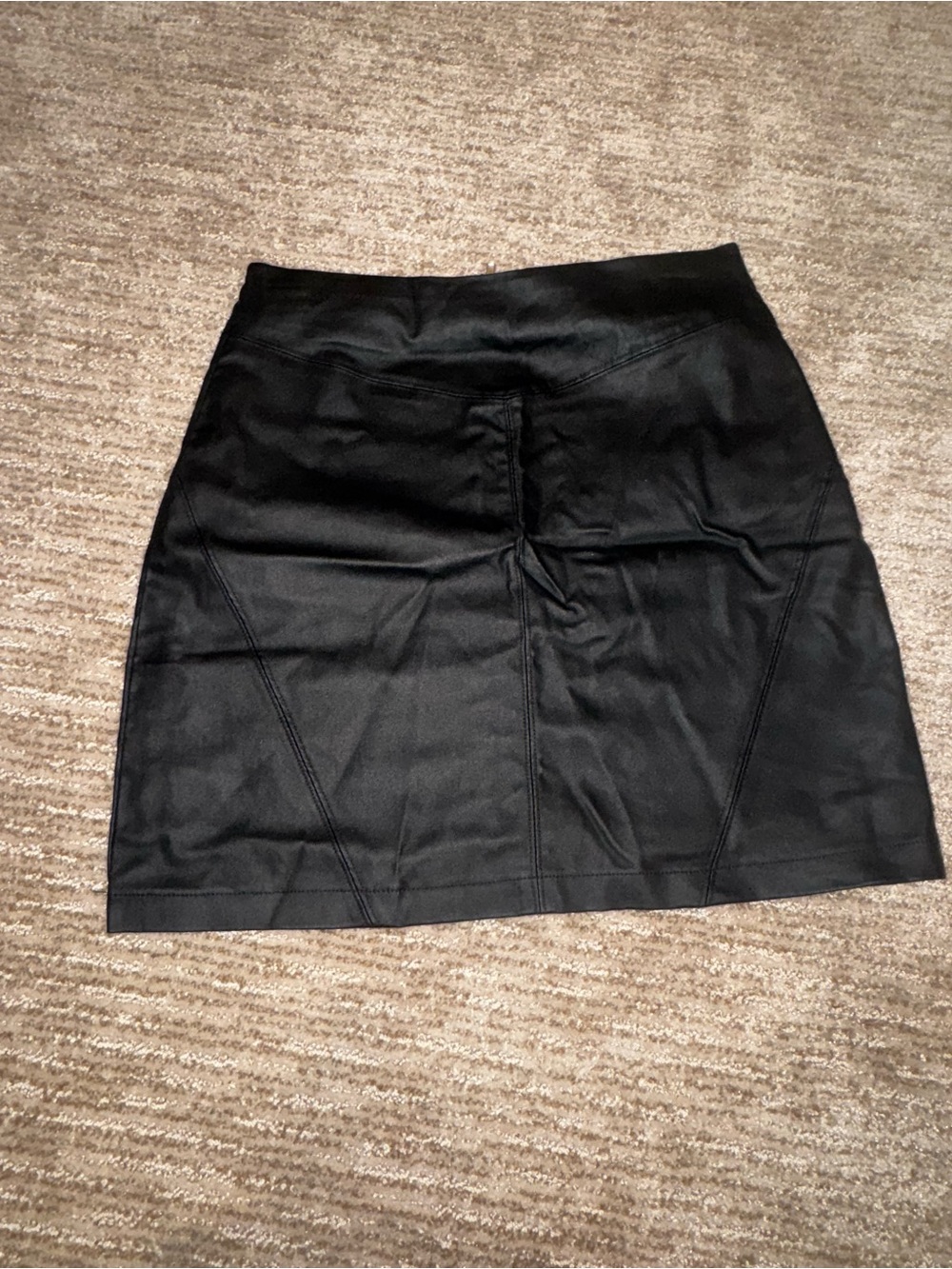 Gianni Bini Black Faux Leather Panel Mini Skirt